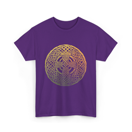 Celtic Cross Celtic Knot Art T-Shirt - Purple