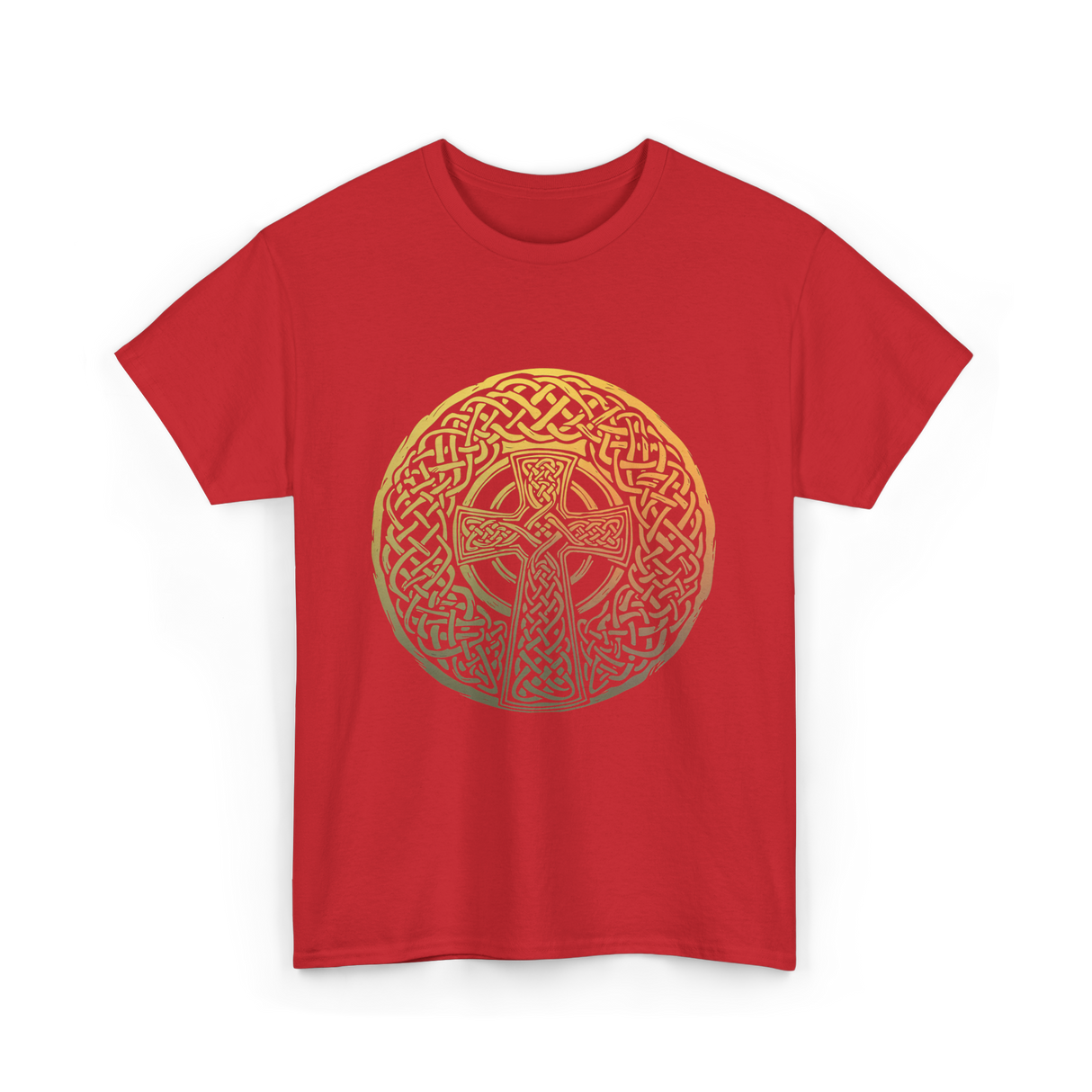 Celtic Cross Celtic Knot Art T-Shirt - Red