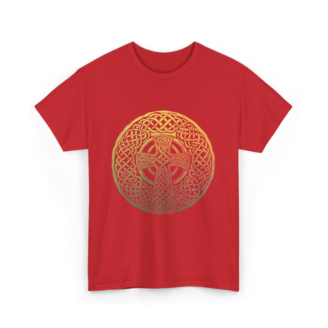 Celtic Cross Celtic Knot Art T-Shirt - Red