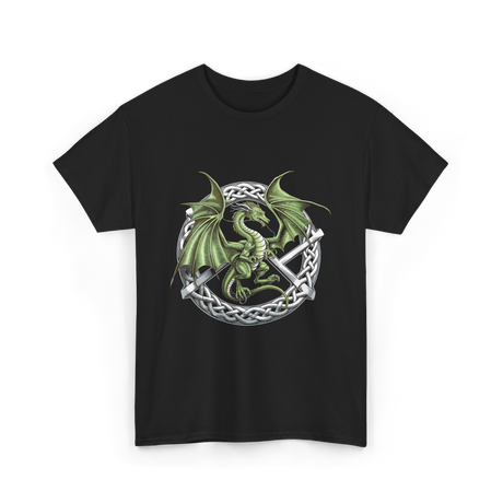 Celtic Dragon Fantasy Design T-Shirt - Black