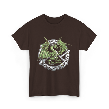 Celtic Dragon Fantasy Design T-Shirt - Dark Chocolate