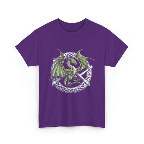 Celtic Dragon Fantasy Design T-Shirt - Purple