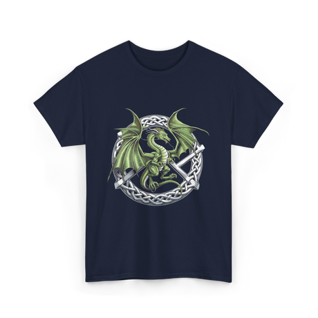 Celtic Dragon Fantasy Design T-Shirt - Navy