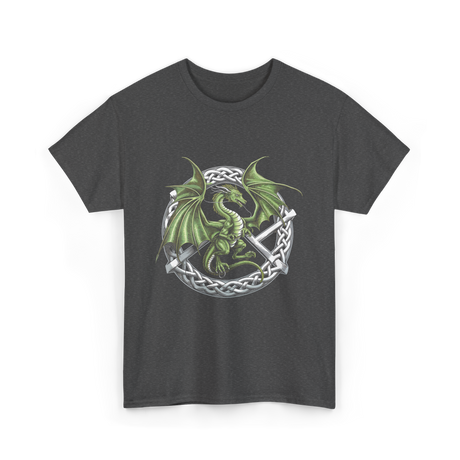 Celtic Dragon Fantasy Design T-Shirt - Dark Heather