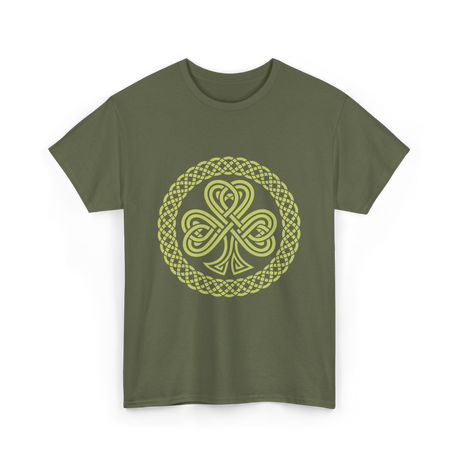 Celtic Knot Four Leaf Clover T-Shirt - Military Green