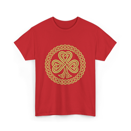 Celtic Knot Four Leaf Clover T-Shirt - Red