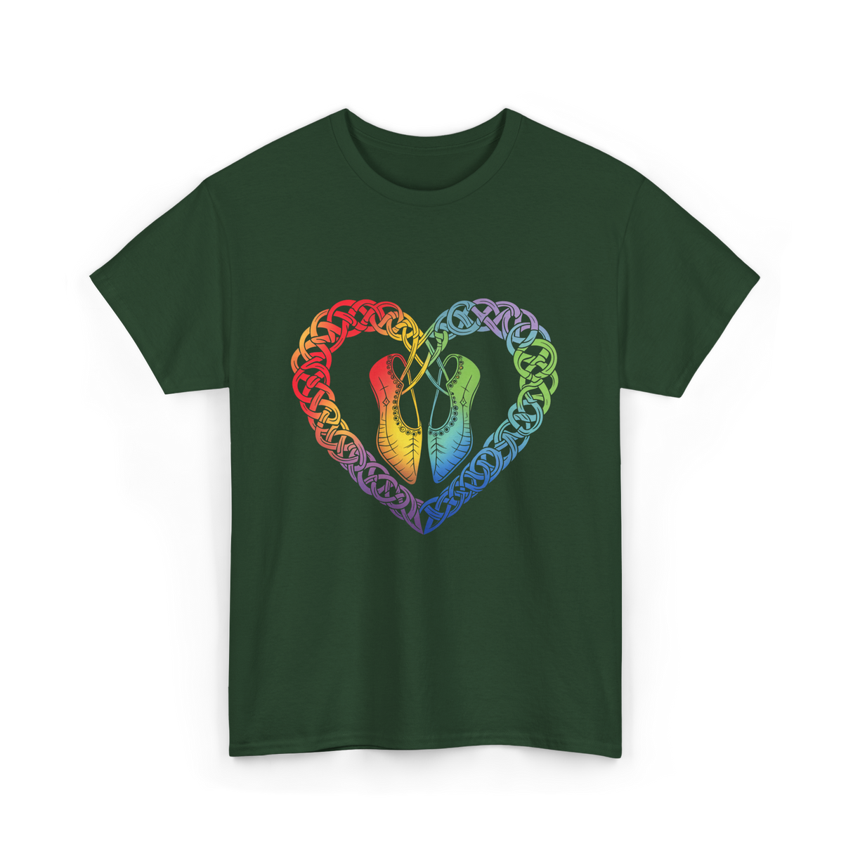 Celtic Knot Heart Dance Shoes T-Shirt - Forest Green