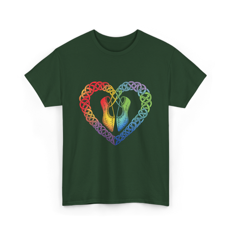 Celtic Knot Heart Dance Shoes T-Shirt - Forest Green