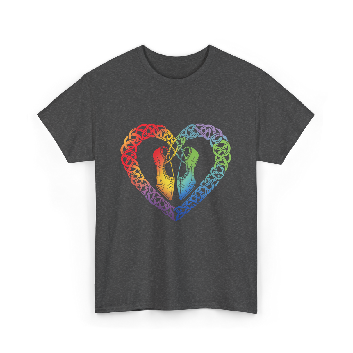 Celtic Knot Heart Dance Shoes T-Shirt - Dark Heather