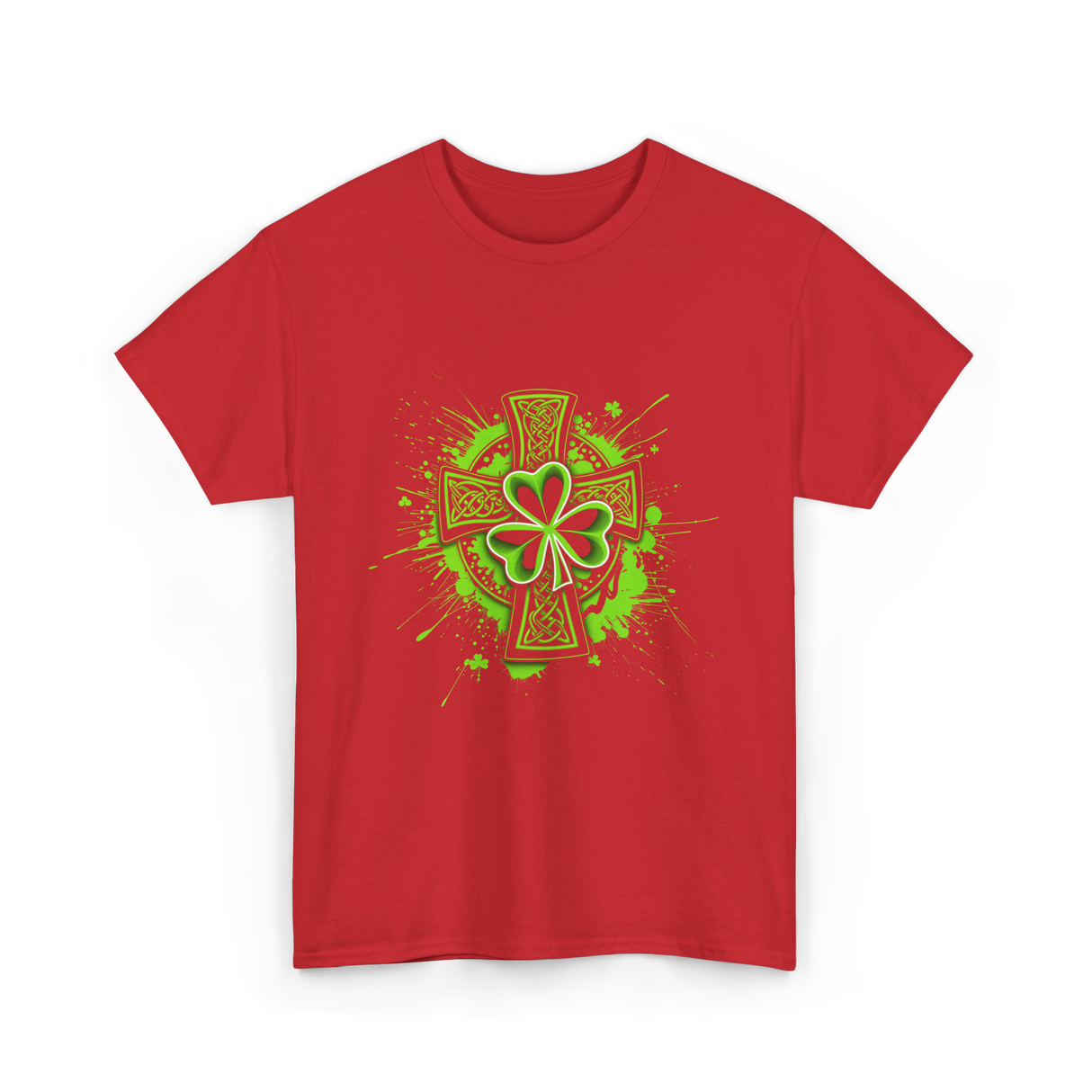 Celtic Knot Shamrock Clover St Patrick T-Shirt - Red