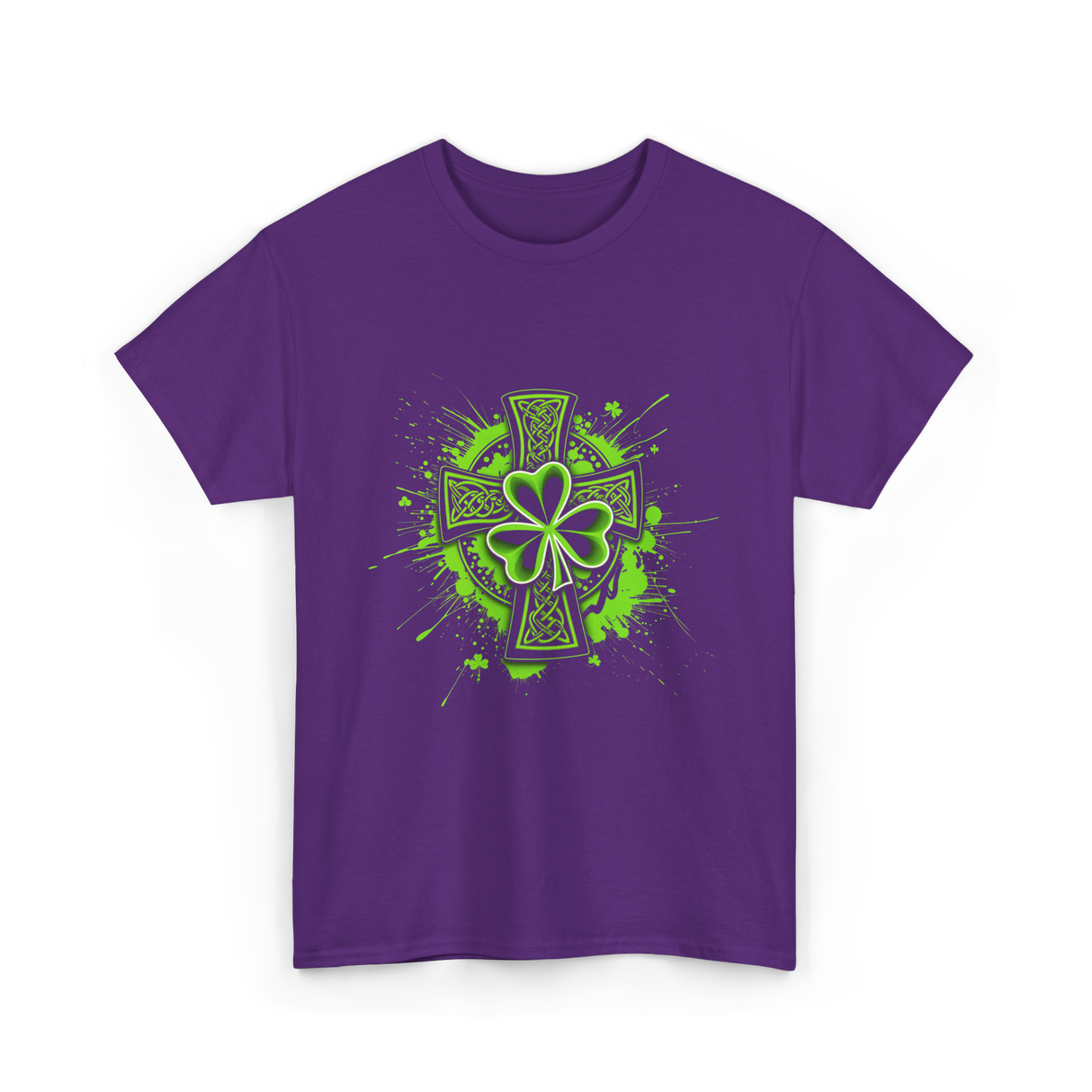 Celtic Knot Shamrock Clover St Patrick T-Shirt - Purple