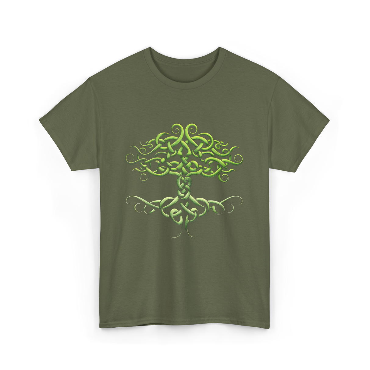 Celtic Knot Tree Celtic Symbol T-Shirt - Military Green