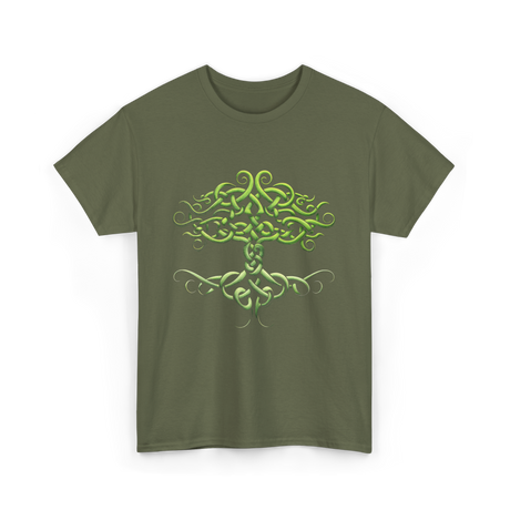 Celtic Knot Tree Celtic Symbol T-Shirt - Military Green