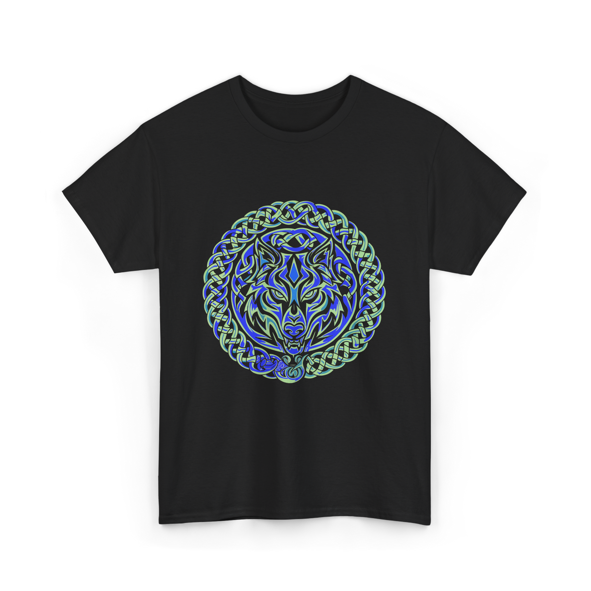 Celtic Wolf Knotwork Design Celtic T-Shirt - Black