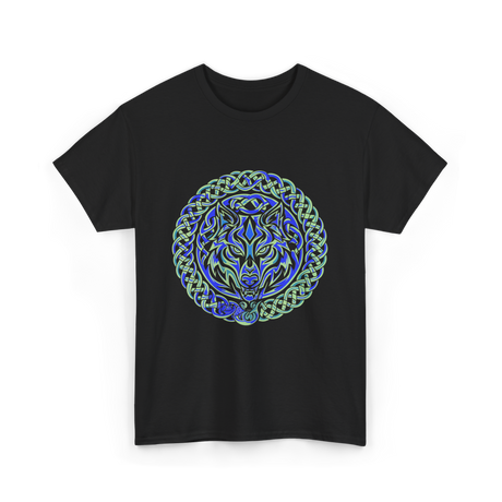 Celtic Wolf Knotwork Design Celtic T-Shirt - Black