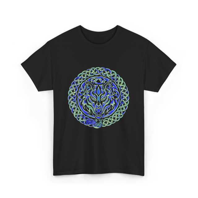 Celtic Wolf Knotwork Design Celtic T-Shirt - Black