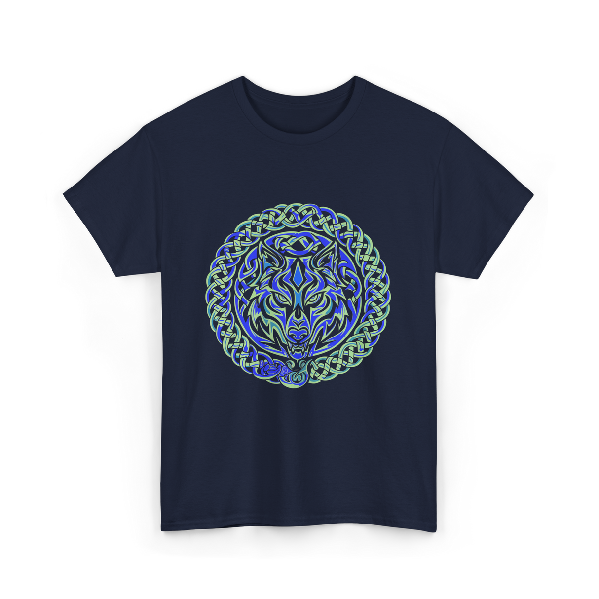 Celtic Wolf Knotwork Design Celtic T-Shirt - Navy