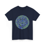 Celtic Wolf Knotwork Design Celtic T-Shirt - Navy