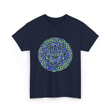 Celtic Wolf Knotwork Design Celtic T-Shirt - Navy