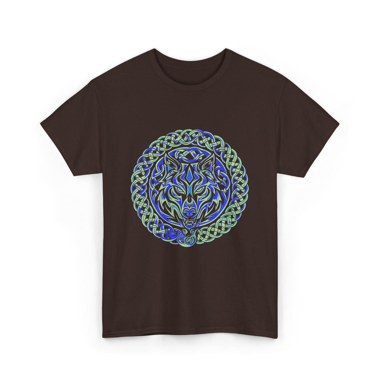 Celtic Wolf Knotwork Design Celtic T-Shirt - Dark Chocolate