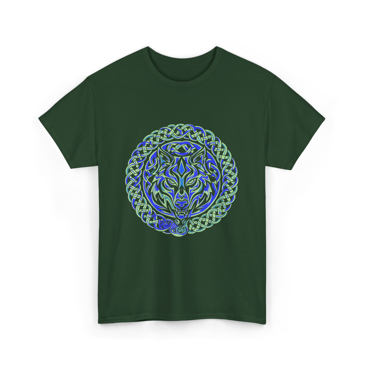 Celtic Wolf Knotwork Design Celtic T-Shirt - Forest Green