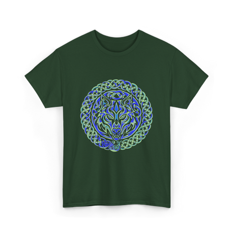 Celtic Wolf Knotwork Design Celtic T-Shirt - Forest Green