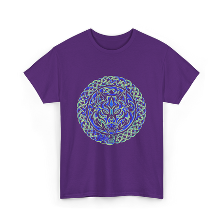 Celtic Wolf Knotwork Design Celtic T-Shirt - Purple