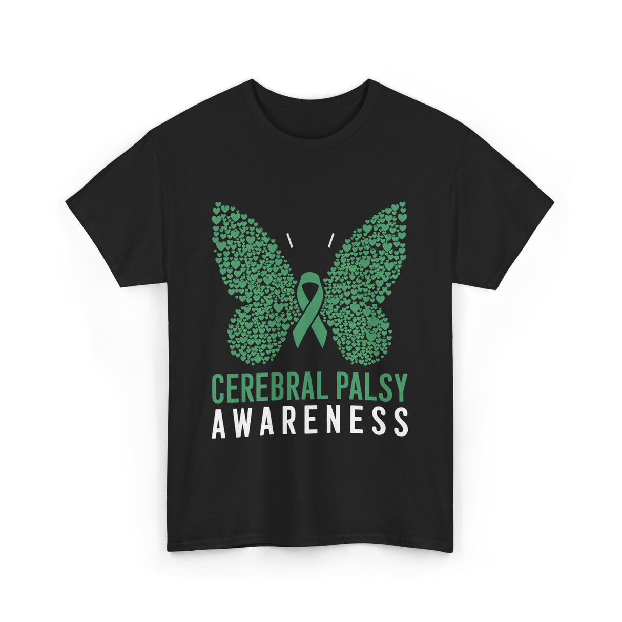 Cerebral Palsy Awareness Butterfly Support T-Shirt - Black