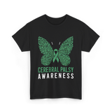 Cerebral Palsy Awareness Butterfly Support T-Shirt - Black