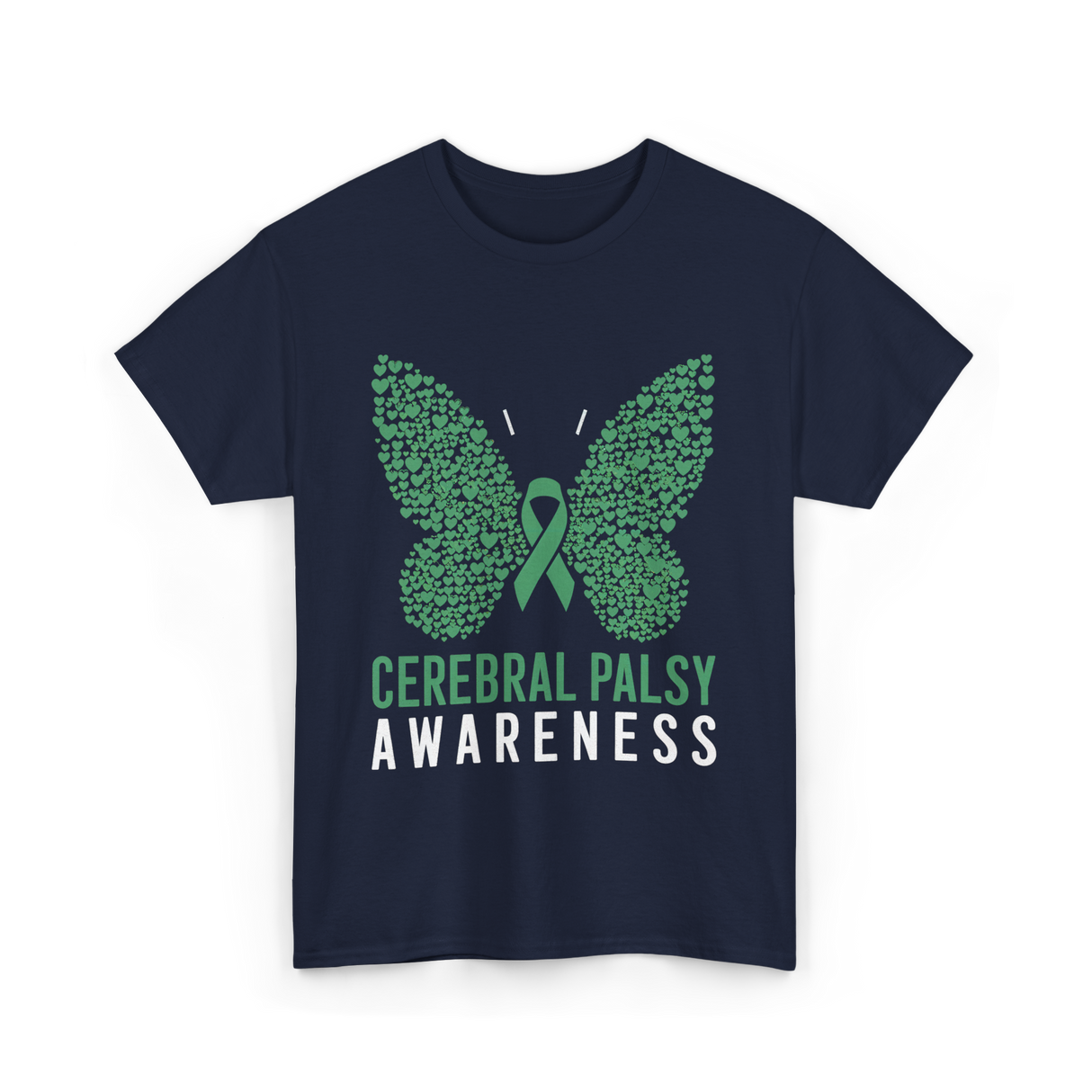 Cerebral Palsy Awareness Butterfly Support T-Shirt - Navy