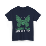 Cerebral Palsy Awareness Butterfly Support T-Shirt - Navy