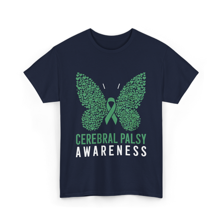 Cerebral Palsy Awareness Butterfly Support T-Shirt - Navy