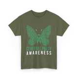 Cerebral Palsy Awareness Butterfly Support T-Shirt - Military Green