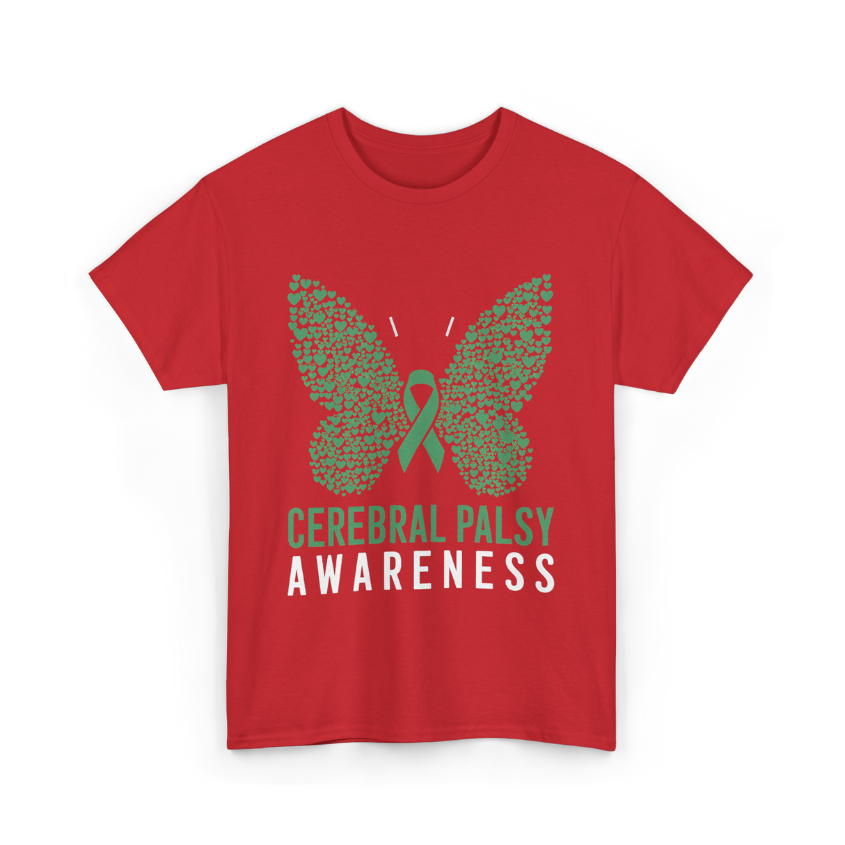 Cerebral Palsy Awareness Butterfly Support T-Shirt - Red