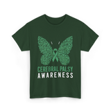 Cerebral Palsy Awareness Butterfly Support T-Shirt - Forest Green