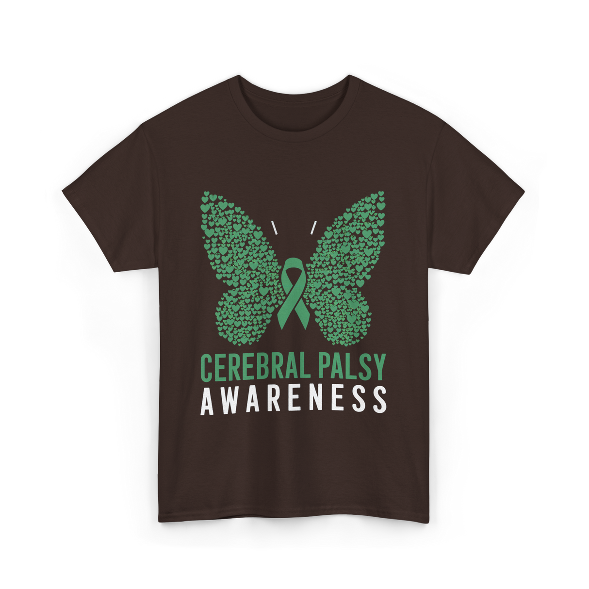 Cerebral Palsy Awareness Butterfly Support T-Shirt - Dark Chocolate