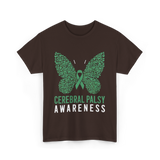 Cerebral Palsy Awareness Butterfly Support T-Shirt - Dark Chocolate