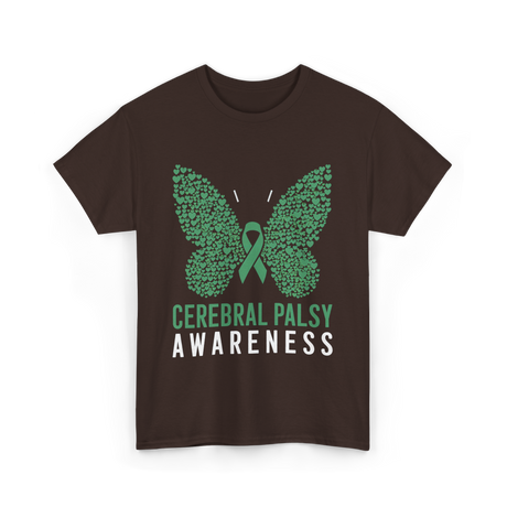 Cerebral Palsy Awareness Butterfly Support T-Shirt - Dark Chocolate