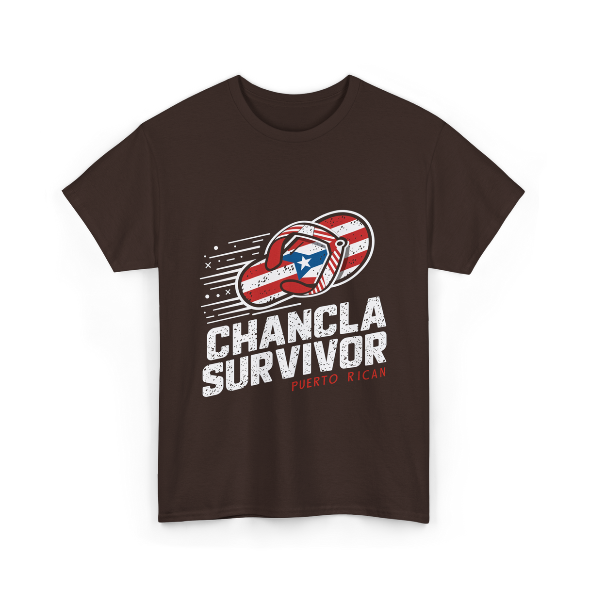 Chancla Survivor Puerto Rican T-Shirt - Dark Chocolate