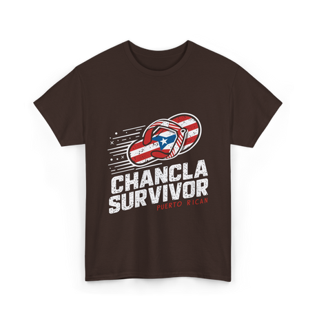 Chancla Survivor Puerto Rican T-Shirt - Dark Chocolate