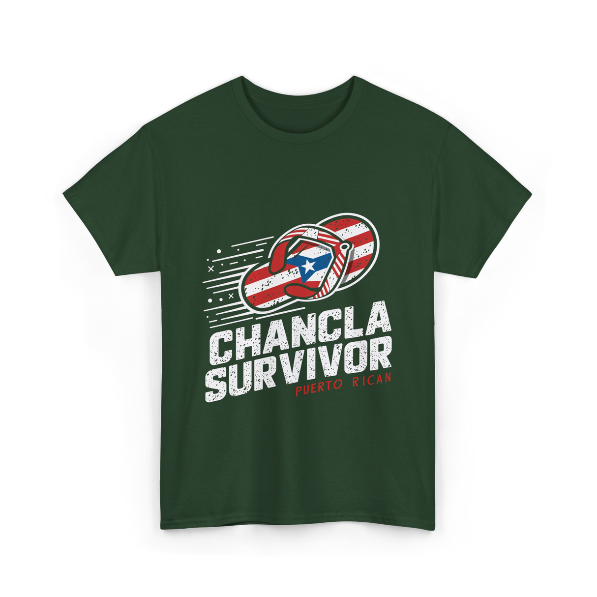 Chancla Survivor Puerto Rican T-Shirt - Forest Green