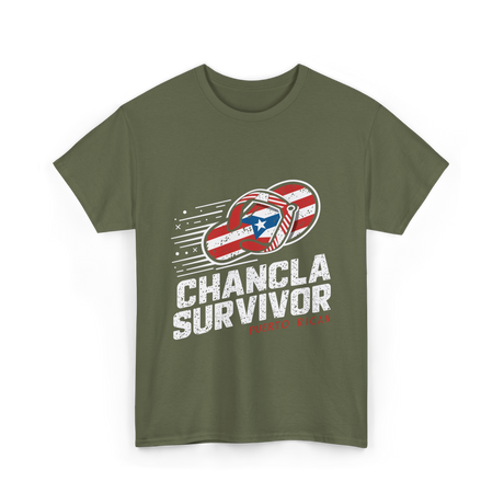 Chancla Survivor Puerto Rican T-Shirt - Military Green