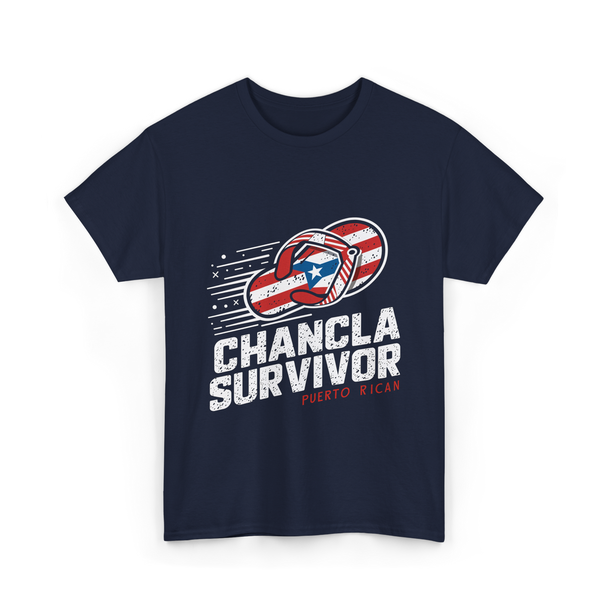 Chancla Survivor Puerto Rican T-Shirt - Navy