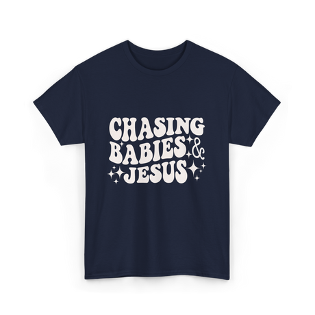 Chasing Babies And Jesus Christian T-Shirt - Navy