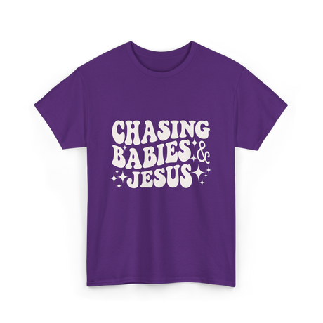 Chasing Babies And Jesus Christian T-Shirt - Purple