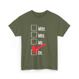 Checked Dr Title PhD T-Shirt - Military Green