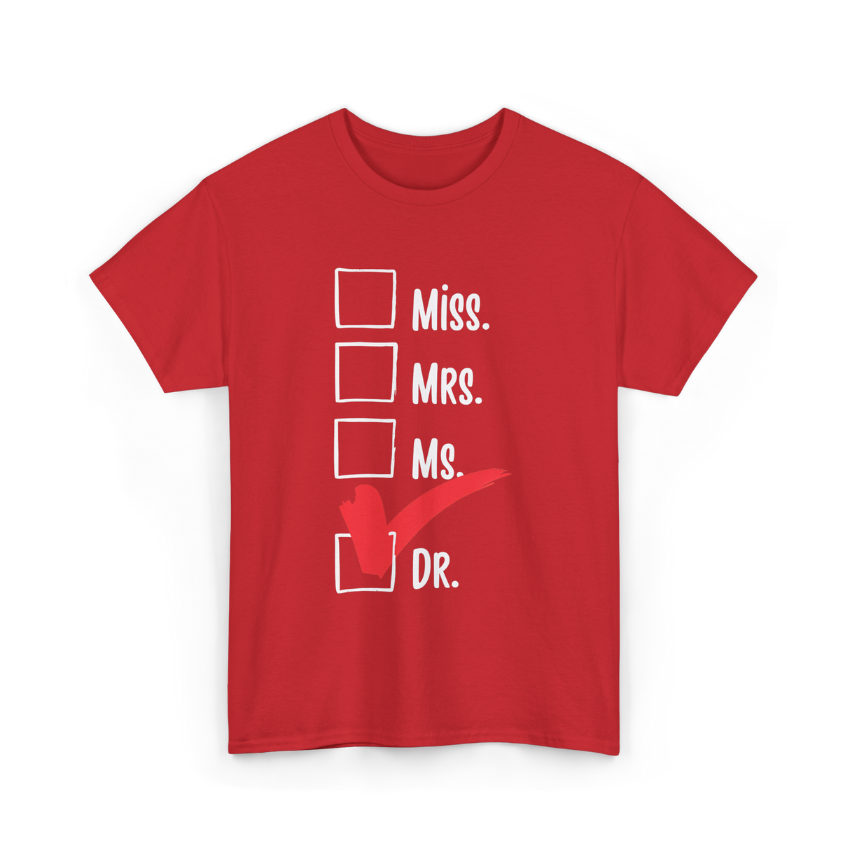 Checked Dr Title PhD T-Shirt - Red