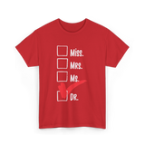 Checked Dr Title PhD T-Shirt - Red