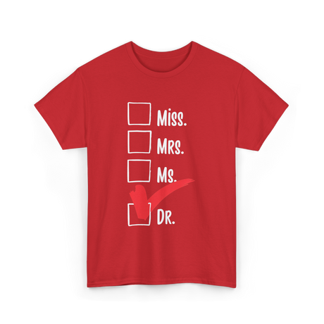 Checked Dr Title PhD T-Shirt - Red