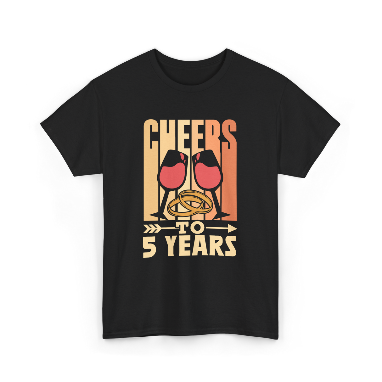 Cheers To 5 Years Anniversary T-Shirt - Black